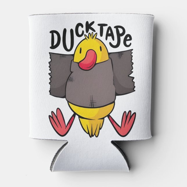 Ducktape Funny Kawaii Duck Wrapped in Tape  Can Cooler (Front)