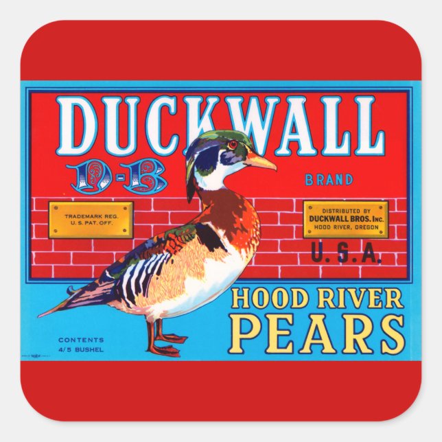 Duckwall Hood River Pears Square Sticker (Front)