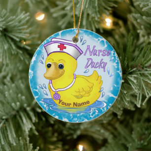 Ducky cute nurse  ceramic tree decoration