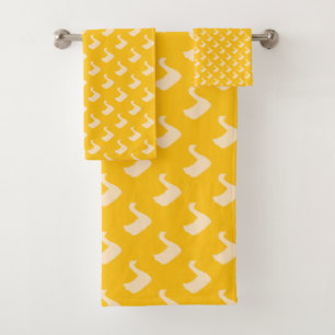 Ducky Duck Diagonal Kids Yellow Bath Towel Set