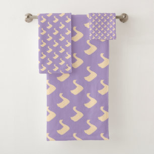Ducky Duck Diagonal Lilac Bath Towel Set