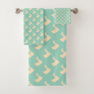 Ducky Duck Diagonal Lt Teal  Bath Towel Set