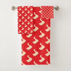 Ducky Duck Diagonal Red Kids Bath Towel Set