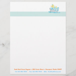 Ducky Duck in Tub Customisable Letterhead