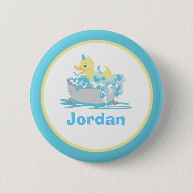Ducky Duck in Tub Personalised Button Template (Front)