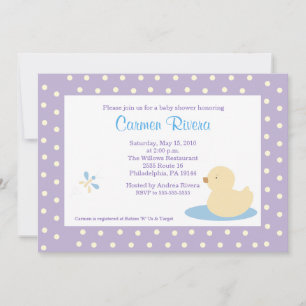 Ducky Duck (Purple) 5x7 Baby Shower Invitation