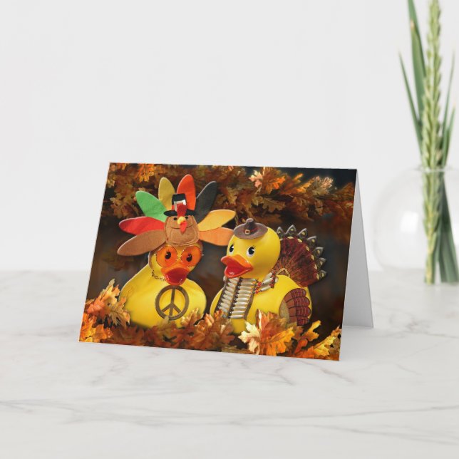 Ducky Thanksgiving (Blank) Holiday Card (Front)