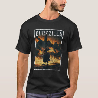 Duckzilla Retro Poster Outfit Funny Duck Apparel F T-Shirt