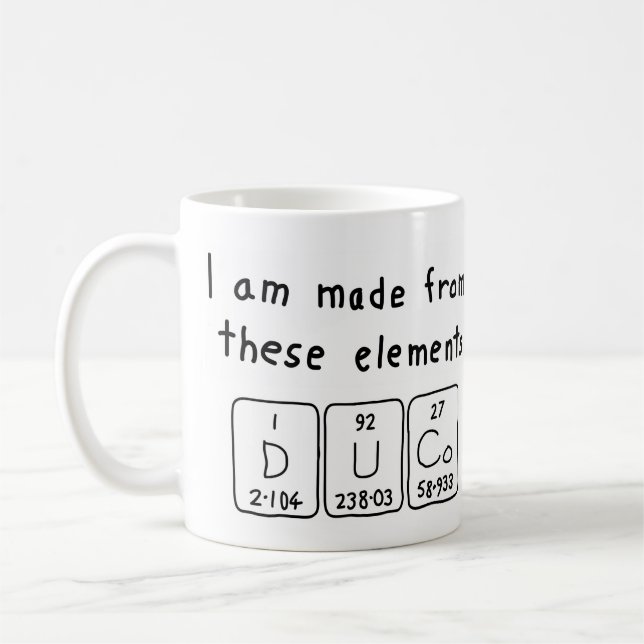 Duco periodic table name mug (Left)