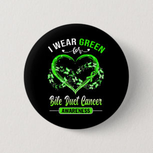 Duct Cancer Awareness I Wear Green Butterfly Heart 6 Cm Round Badge