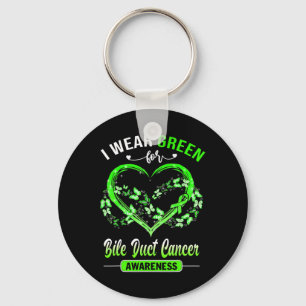 Duct Cancer Awareness I Wear Green Butterfly Heart Key Ring