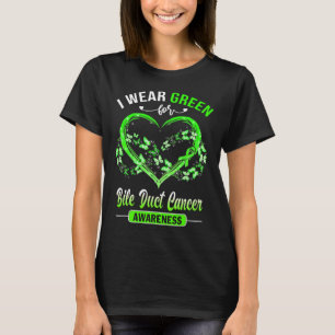 Duct Cancer Awareness I Wear Green Butterfly Heart T-Shirt
