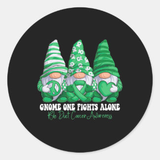 Duct Cancer Awareness Month Green Ribbon Gnomies  Classic Round Sticker