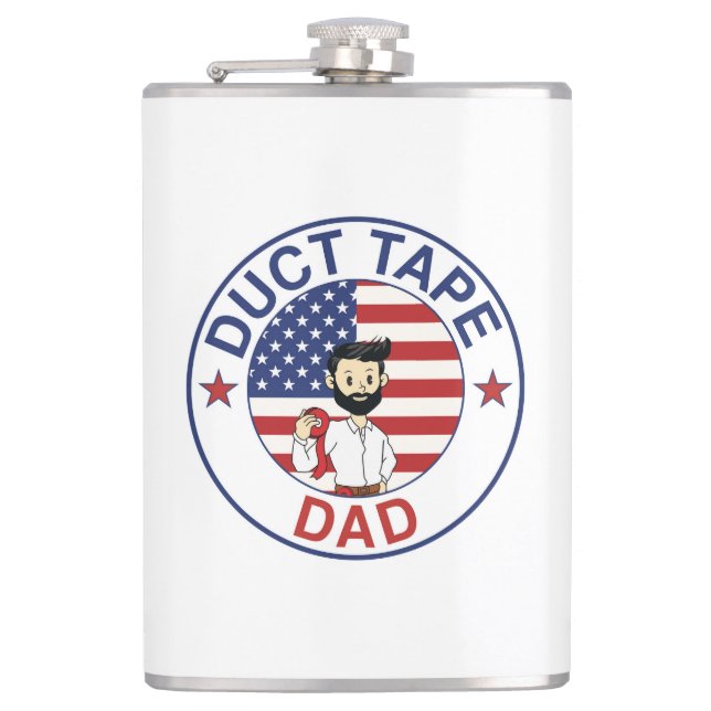 Duct Tape Dad - Vinyl Wrapped Flask (Front)