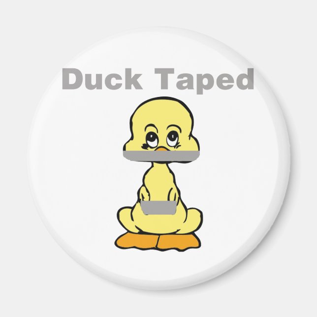 Duct Tape Humour Yellow Duck Taped Magnet (Front)