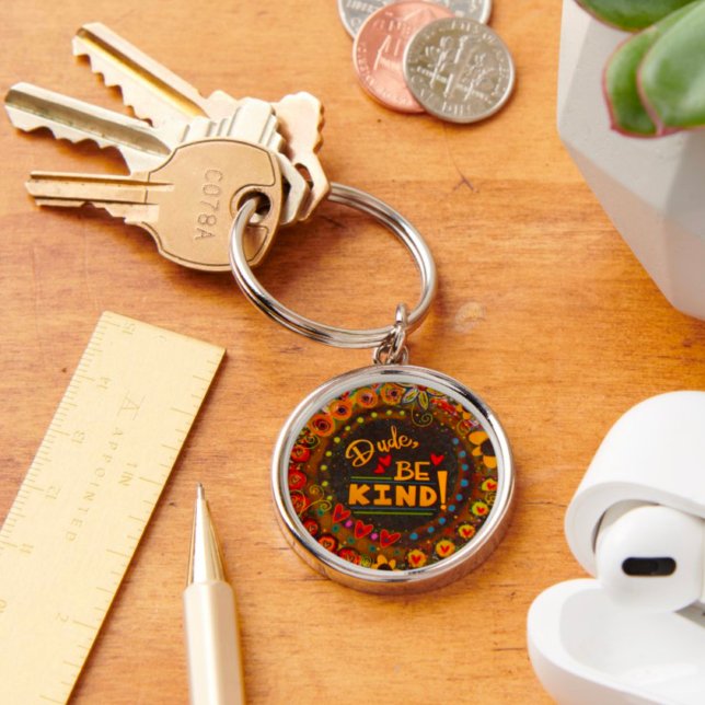 Dude, Be Kind Cute Fun Colourful Daisy Kindness Key Ring (Creator Uploaded)