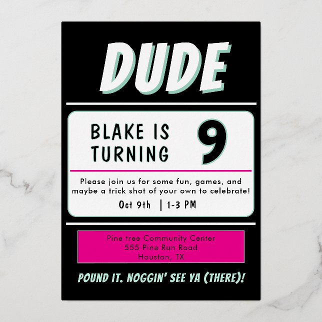 Dude Perfect Inspired Birthday Invitation (Front)