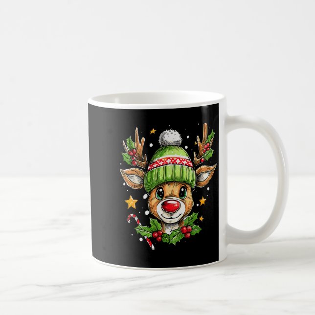 Dude Reindeer Christmas Lights Cozy Reindeer Boy X Coffee Mug (Right)