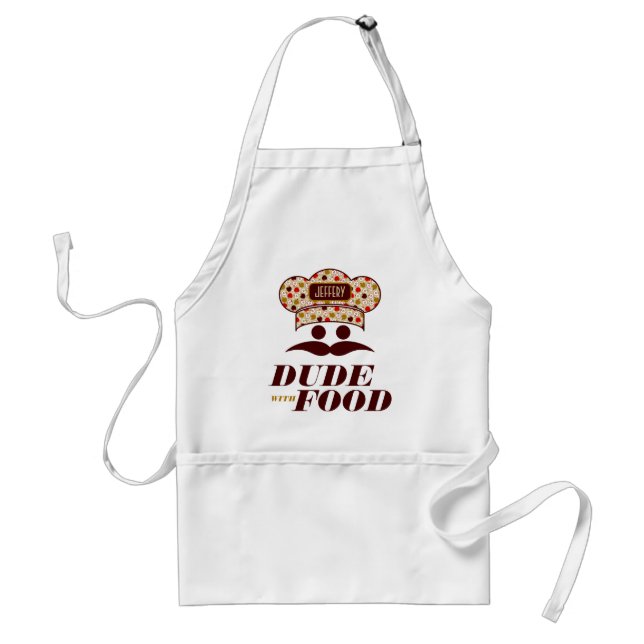 Dude With Food With Chef Hat Monogram 2 Standard Apron (Front)