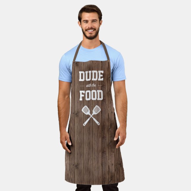 Dude with the Food Funny Barn Wood Grilling Apron (Worn)