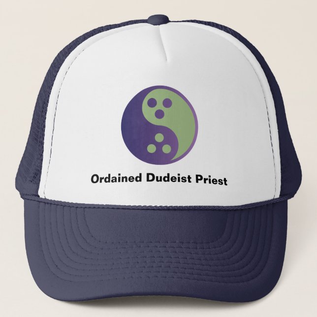 Dudeism Ordained Dudeist Priest Trucker Cap (Front)