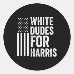 Dudes For Harris Support President Kamala Usa Flag Classic Round Sticker