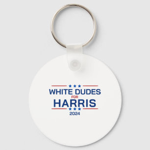 Dudes For Kamala Harris 2024 Retro Button Election Key Ring