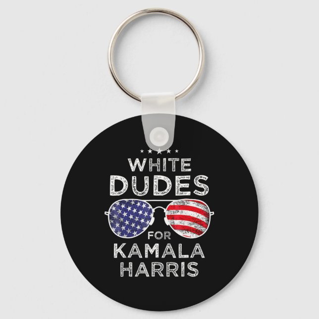 Dudes For Kamala Harris Sungles Retro  Key Ring (Front)