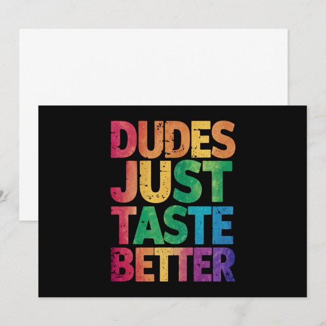  Dudes Just Taste Better Distressed Gay Pride  Invitation (Front/Back)