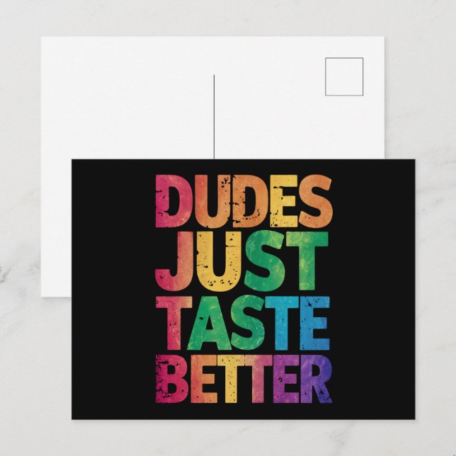  Dudes Just Taste Better Distressed Gay Pride  Postcard (Front/Back)