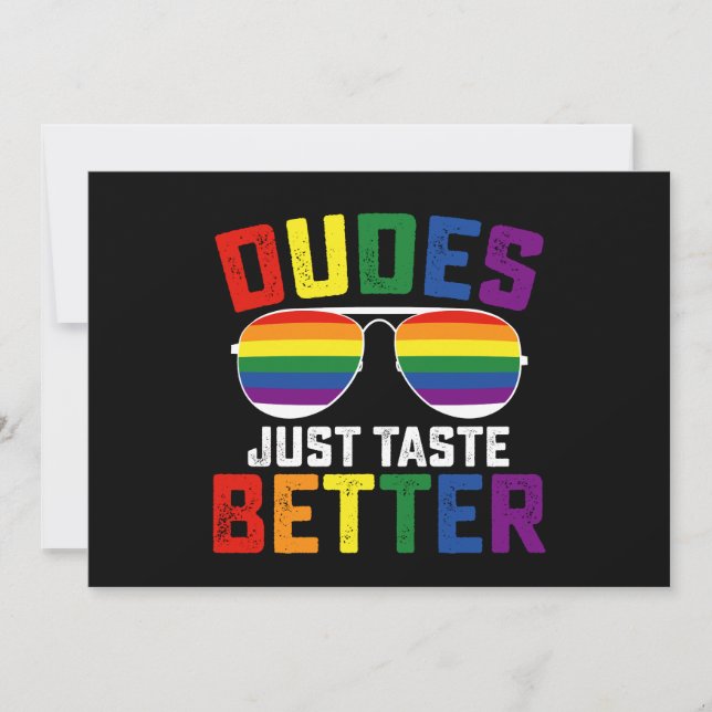 Dudes Just Taste Better Funny Gay LGBT Pride Invitation (Front)