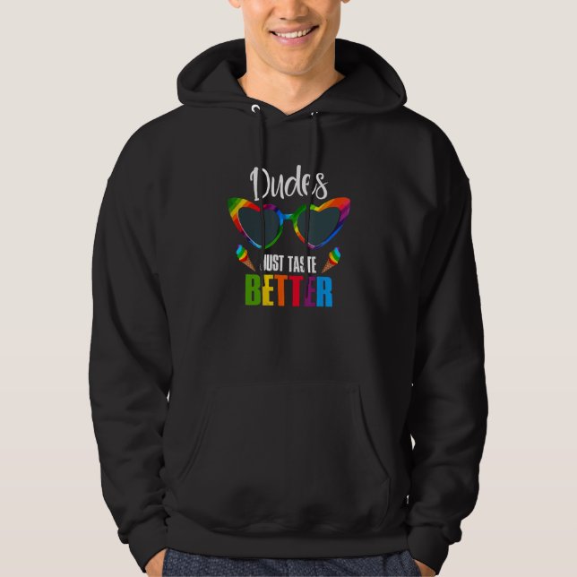 Dudes Just Taste Better  Gay Pride Month LGBT Rain Hoodie (Front)