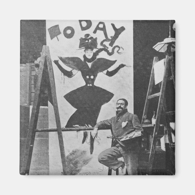 Dudley Hardy painting a poster Magnet (Front)