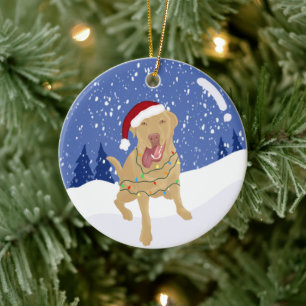 Dudley Labrador Christmas Ceramic Tree Decoration