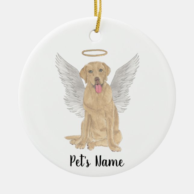 Dudley Labrador Sympathy Memorial Ceramic Tree Decoration (Front)