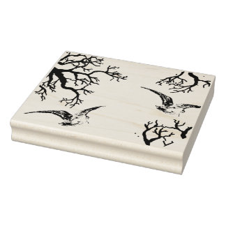 Due beccacce in volo tra i rami rubber stamp