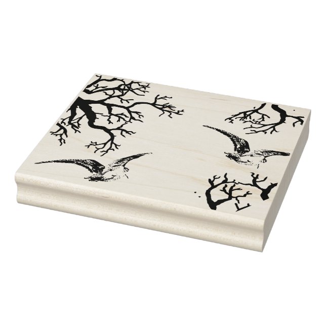 Due beccacce in volo tra i rami rubber stamp (Stamp)