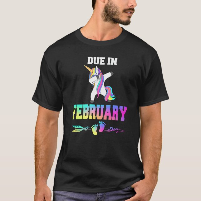 Due Date February Pregnancy Announcement   T-Shirt (Front)