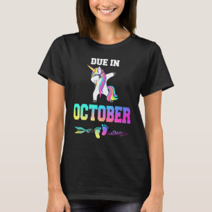Due Date October Unicorn Women Pregnancy Announcem T-Shirt