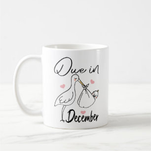 Due In December Cute Swan Carrying A Funny New Bab Coffee Mug