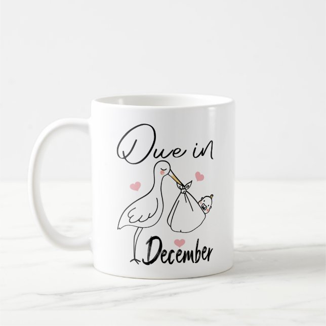 Due In December Cute Swan Carrying A Funny New Bab Coffee Mug (Left)