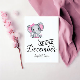 Due in December Little Peanut Baby Girl Elephant Postcard