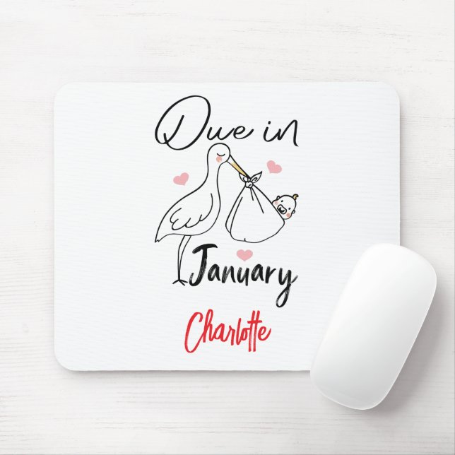 Due In January Cute Swan Carrying A Funny New Baby Mouse Mat (With Mouse)