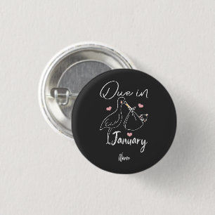 Due In January Funny Swan Carrying A Cute New Baby 3 Cm Round Badge