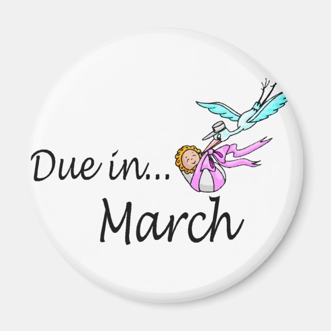 Due In March (Baby/Stork) Magnet (Front)