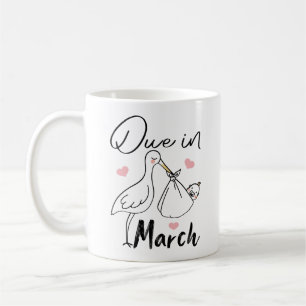 Due In March Cute Swan Carrying A Funny New Baby Coffee Mug