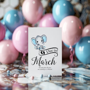 Due in March Little Peanut Baby Boy Elephant Postcard