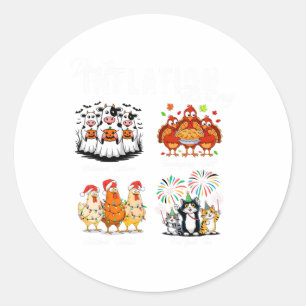 Due To Inflation Halloween Thanksgiving Men Women Classic Round Sticker