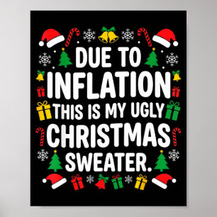 Due To Inflation Ugly Christmas Sweater Shirt Men  Poster
