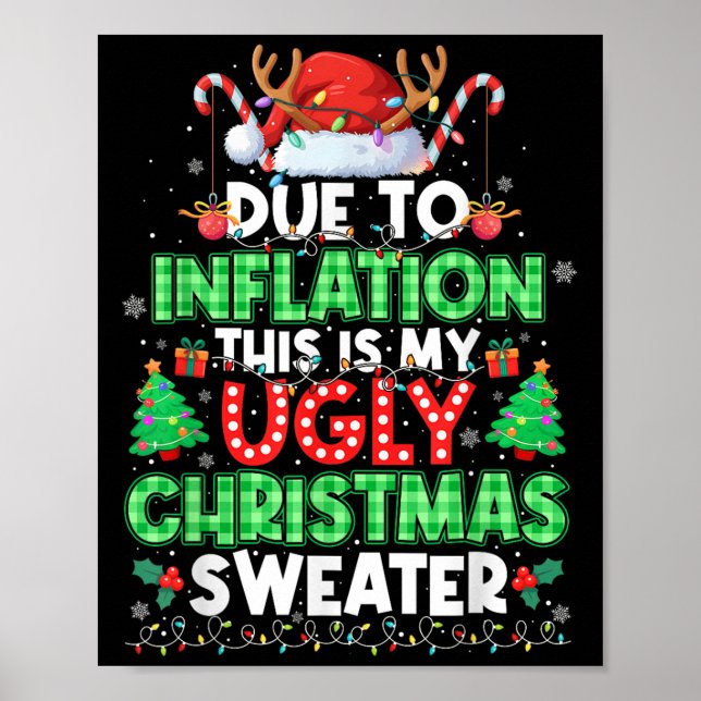Due To Inflation Ugly Christmas Sweaters Men Women Poster (Front)